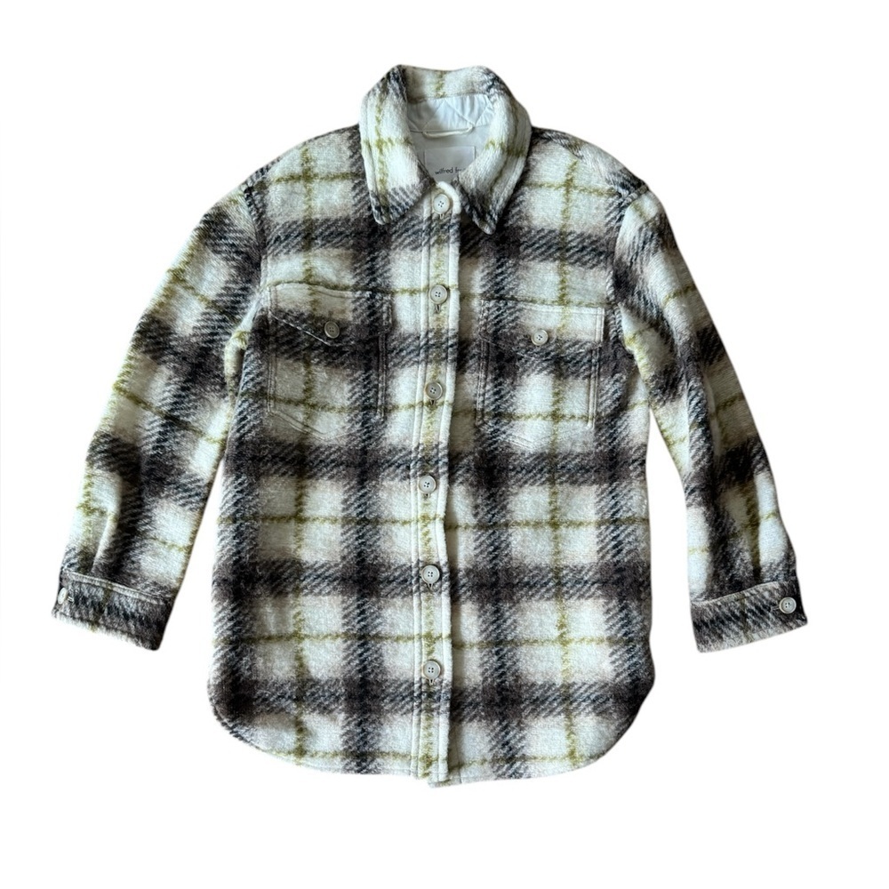 Aritzia Wilfred Free Small Wool Blend Plaid Button Down Shirt Jacket Shacket - Picture 2 of 7